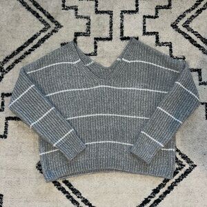 Pink Rose size Medium grey and white striped knit sweater